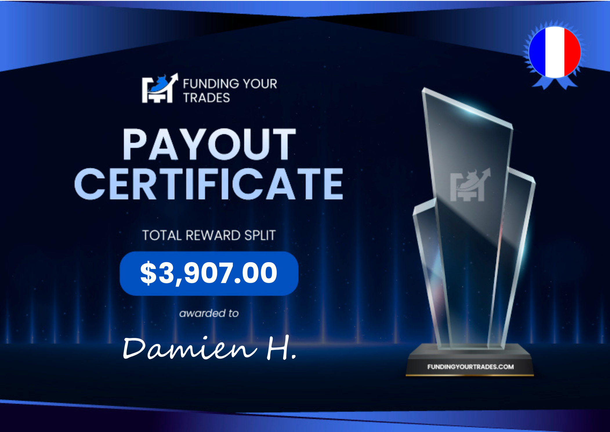 Payout Certificate – Damien H.