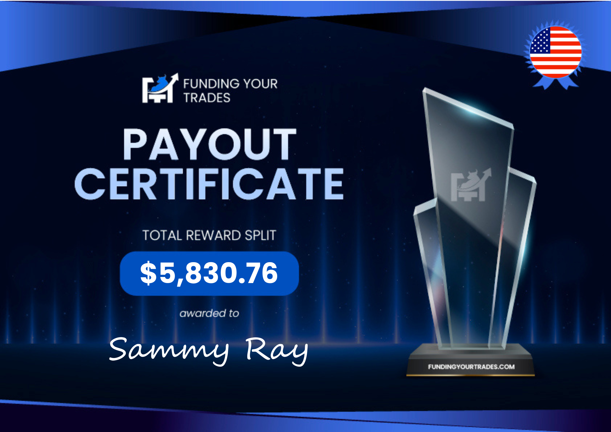 Payout Certificate – Sammy Ray