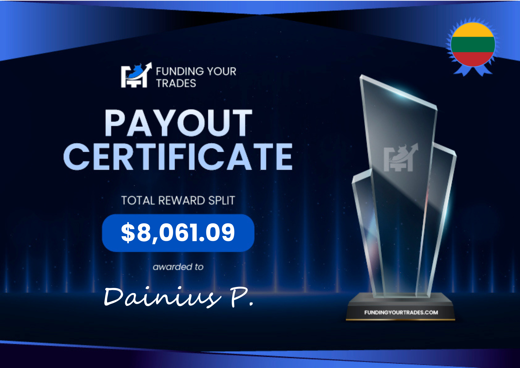 Payout Certificate – Dainius P.