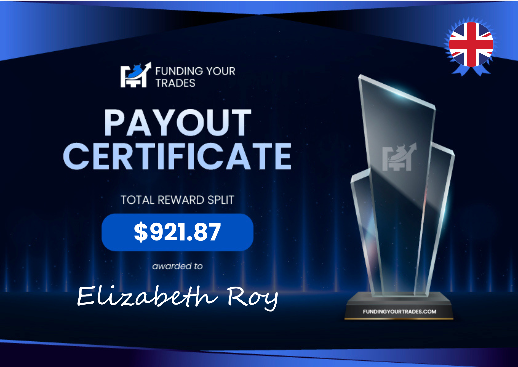 Payout Certificate – Elizabeth Roy